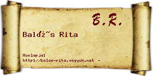 Balás Rita névjegykártya