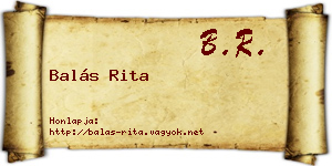 Balás Rita névjegykártya
